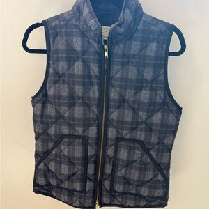 J. Crew Gray and Black Plaid Quilted Down Vest